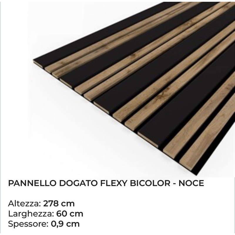Pannello Dogato FLEXY_BI_NOCE - Misure 278x60x1 cm