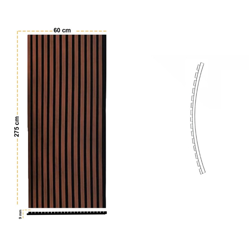 Pannello Dogato FLEX_NOCE - Misure 275x60x1 cm