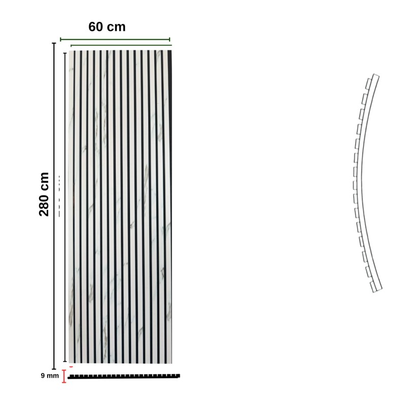 Pannello Dogato FLEX_BIANCO MARMO - Misure 275x60x1 cm